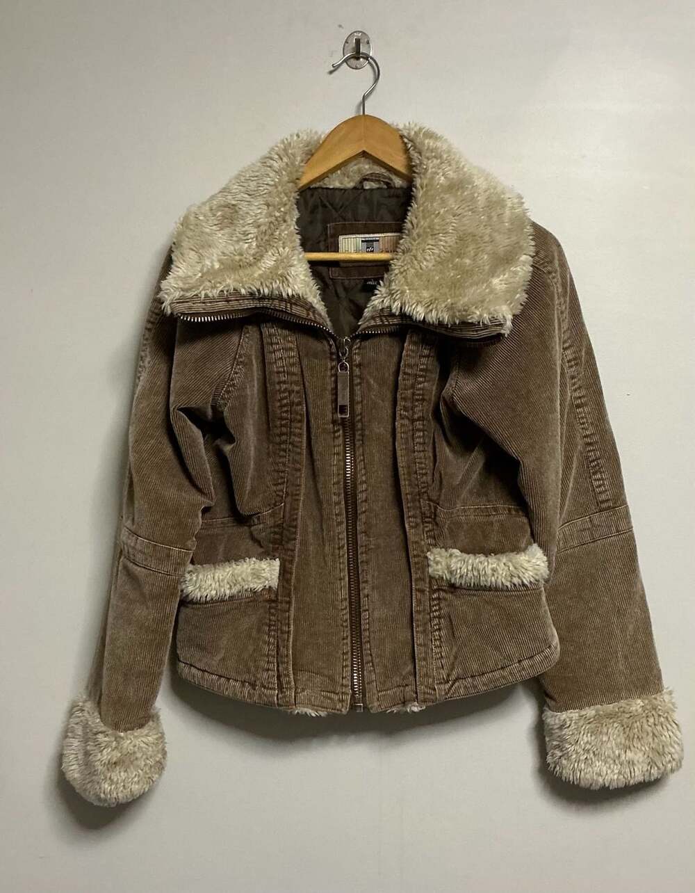Big Chill Vintage Brown Corduroy Sherpa Collar Jacket Size L
